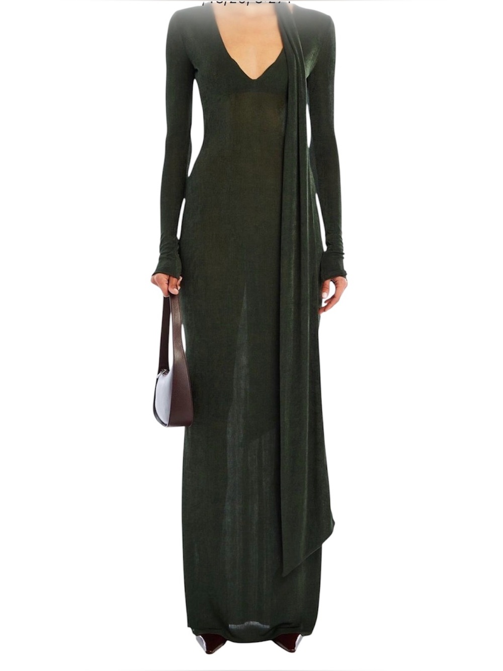 Seroya Raquel Maxi Dress Forest Green with long sash Sz Medium